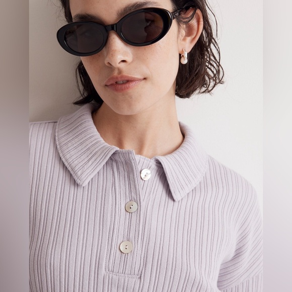 Madewell Variegated Rib Boxy Polo Shirt - Picture 2 of 13